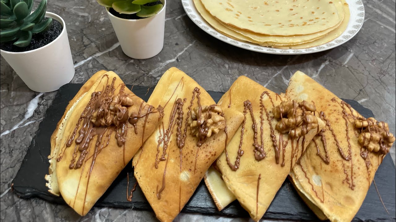 حضري كريب بالتفاح و الشوكولا فأقل من 5 دقائق ، طريقة ساهلةو مذاق رائع | Crêpes au pommes