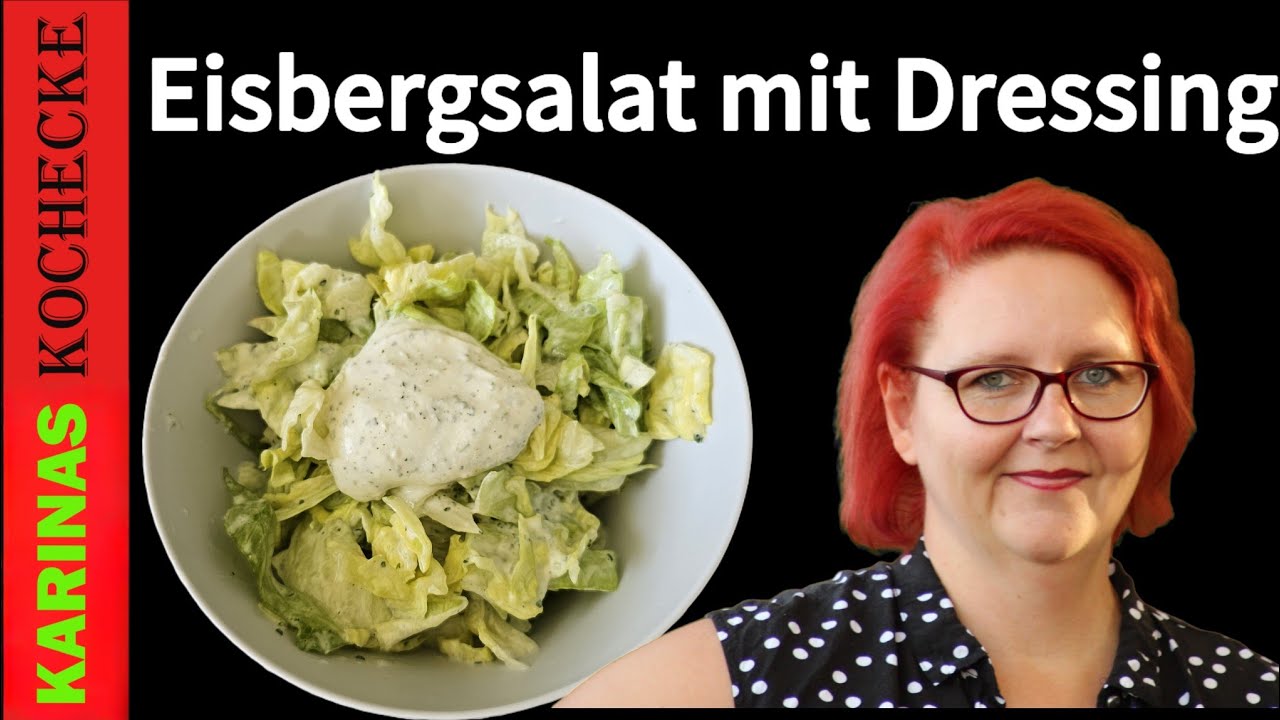 Einfacher Eisbergsalat mit schnellem Dressing gesund, lecker