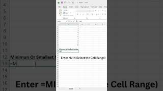 How to use MIN Formula in Excel | Quick Excel Hacks #shorts #exceltutorial #exceltips #tech #excel
