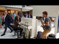 This is amazing! A spontaneous piano/sax performance with Ladyva at Charles de Gaulle airport