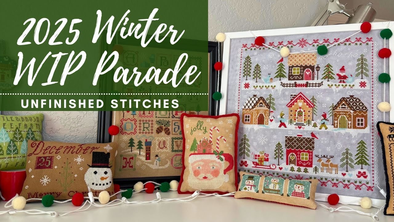 Зимний парад незавершённых работ 2025 года — Зимняя и рождественская вышивка крестиком
