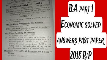 B.A part 1 Economic solved answers past paper 2018 Regular and private #sindhboardteaching #study