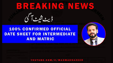 100% Confirmed Official Date sheet for Intermediate |Matric Board Exams 2021 @M Ahmad Nazeer