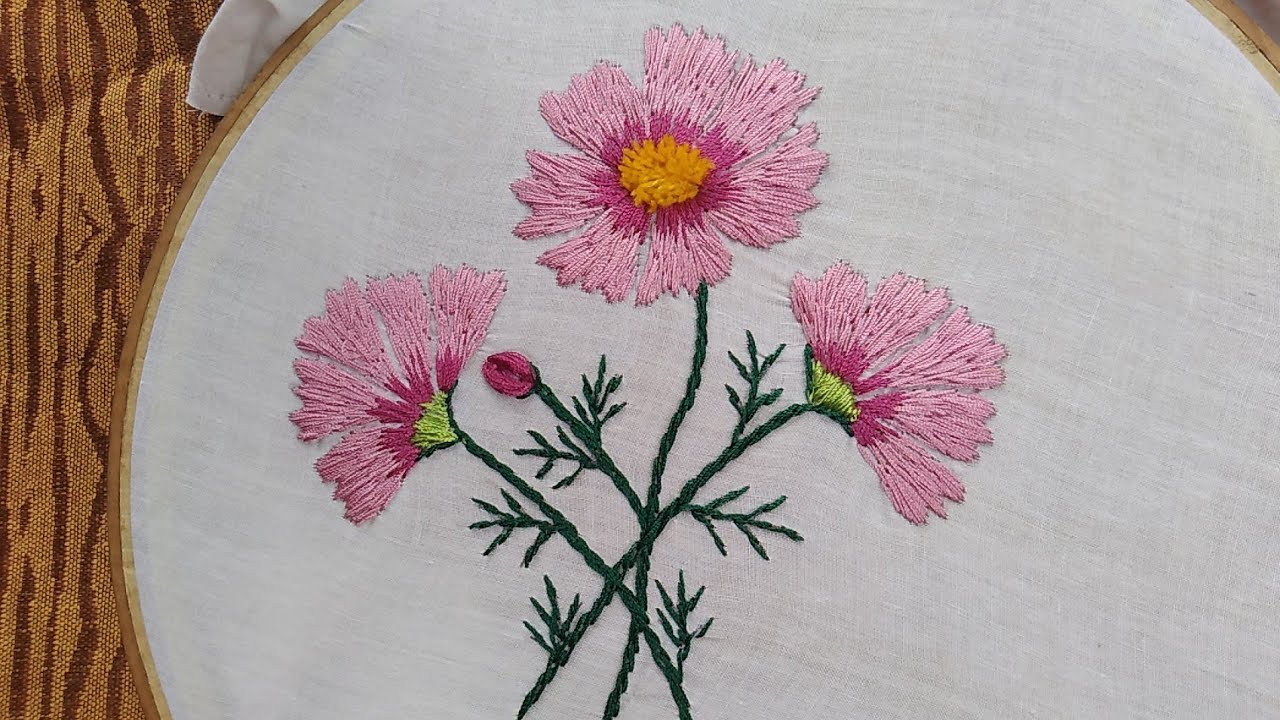 Hand EmbroideryCosmos flower embroidery. YouTube