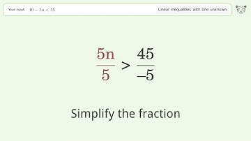 Solving Linear Inequalities: 10-5n is Smaller Than 55