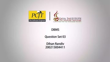 DBMS Question set 04 | Dihan Randiv | JAVA INSTITUTE FOR ADVANCED TECHNOLOGY