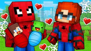 JJ and Mikey Adopted By SPIDER MAN Family in Minecraft - Maizen