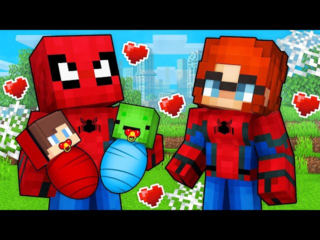 JJ and Mikey Adopted By SPIDER MAN Family in Minecraft - Maizen class=