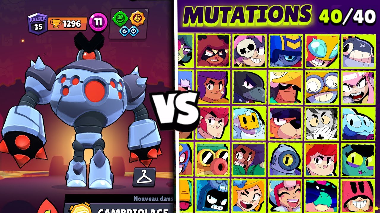 LES 40 BRAWLERS en MUTATION vs LE ROBOT 100000 HP  QUI est le PLUS RAPIDE   le BATTRE  