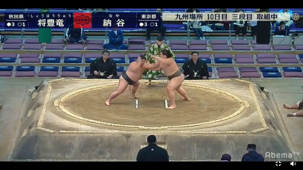wrestling moves Naya 納谷 v Shohoryu Sumo 20 November 2018 Day 10