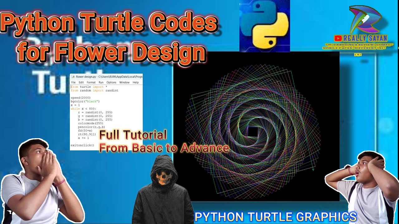 How to make flower design in Python Turtle|| Graphics design for python ...