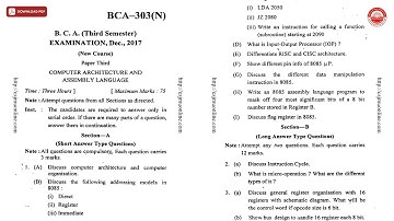 BCA 3RD SEM COMPUTER ARCHITECTURE AND ASSEMBLY LANGUAGE BCA N DEC 2017 | CSJMU