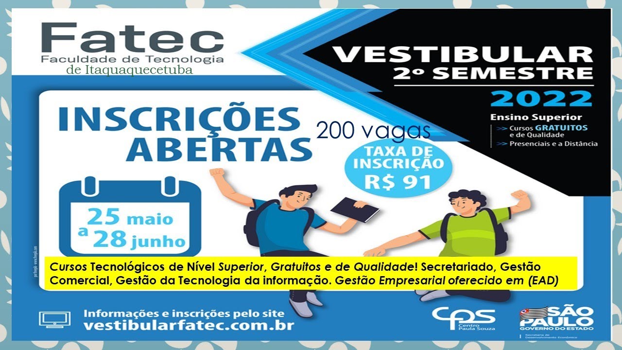 A Fatec Itaquaquecetuba oferece Cursos Tecnológicos de Nível Superior, Gratuitos e de Qualidade A Fatec Itaquaquecetuba oferece Cursos Tecnológicos de Nível Superior, Gratuitos e de Qualidade