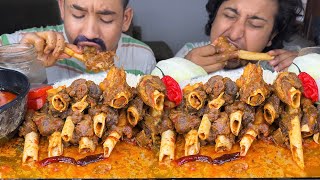 MUKBANG : HOT & SPICY MUTTON NALLI EATING CHALLENGE | KING CHILLI,WHITE RICE,MUTTON CURRY