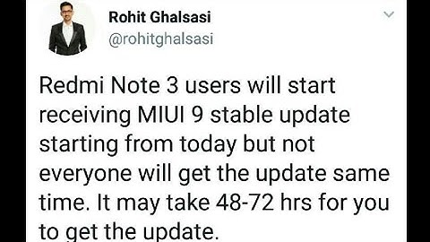#3 update status for miui 9 Global stable Redmi note 3