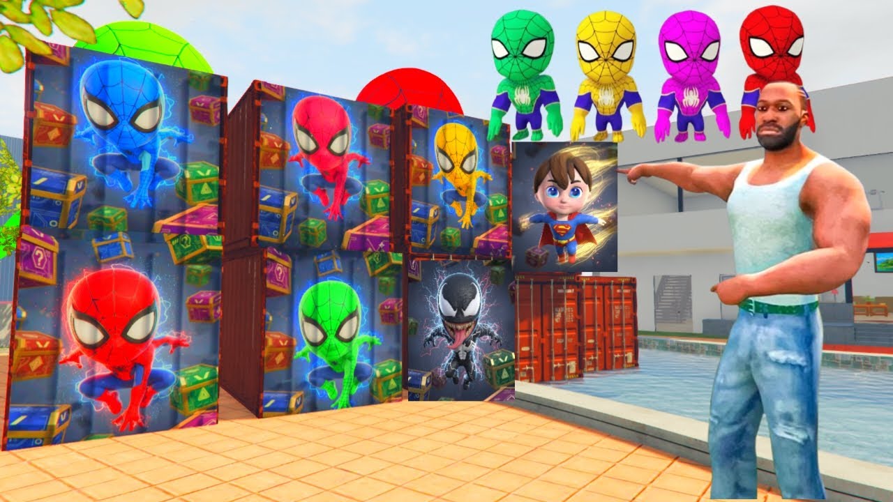 Franklin Open All Baby spider man Mystery Container in Indian bike driving 3d