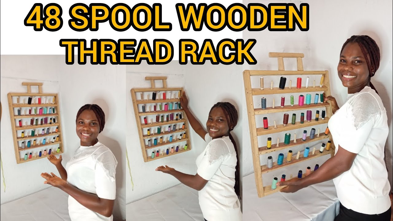 48 SPOOL WOODEN THREAD HOLDER  // THREAD RACK FOR TAILORS