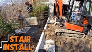 Installing RediRock Stairs in a Large Format Retaining Wall