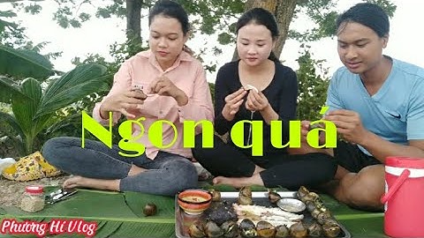 Ốc Bươu nướng mỡ hành và Cá lóc nướng rơm đồng thơm ngon | phương Hí Vlog