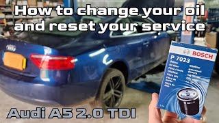 Audi A5 2.0 TDI oil change and service reset. How to do an oil change on my car.