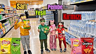 Tüm Gün Tek Renk Market Alişveri̇şi̇ Sadece Sari Kirmizi Pembe Yeşi̇l