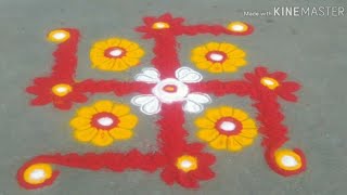 First day First Rangoli / Diwali Rangoli / Rangoli designs / Kolam / Easy Rangoli #ggm