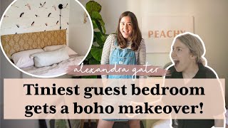 TINIEST GUEST BEDROOM GETS A BOHO MAKEOVER | Boho bedroom makeover!