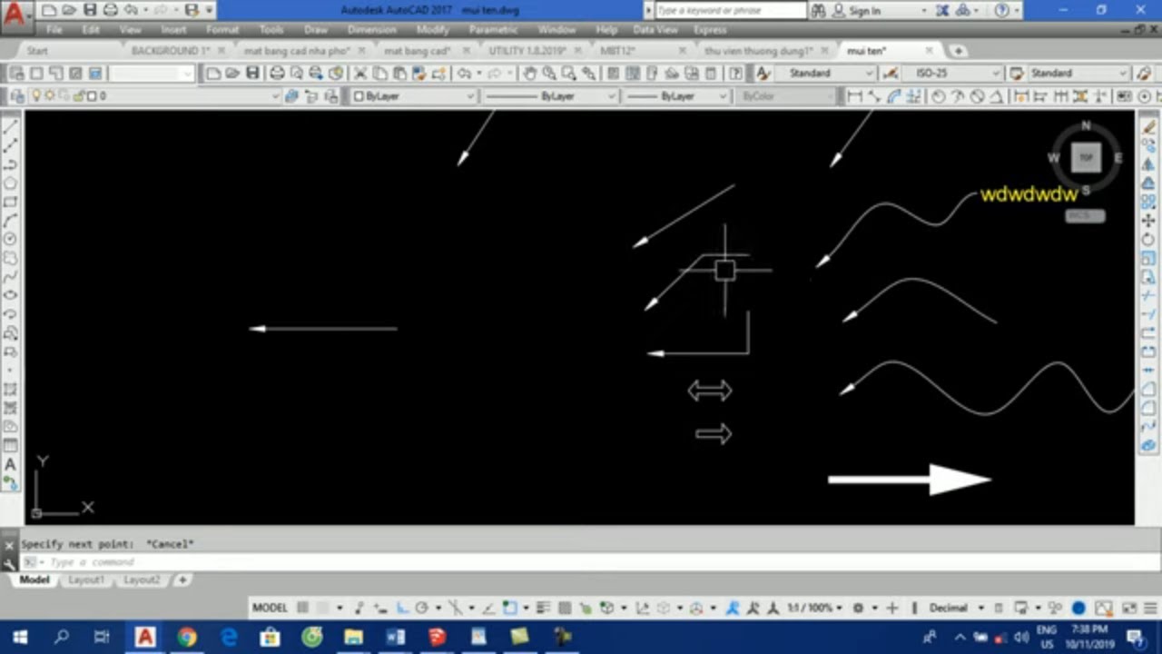 Hướng Dẫn Vẽ Đường Ghi Chú Có Mũi Tên Bằng Lệnh Leader - Cách Vẽ Các Dạng Mũi  Tên Trong Autocad - Youtube