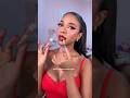 perfect transfer proof red lip 🍒 hudabeauty cinnamon & cherry red lip stain with peach jelly oil