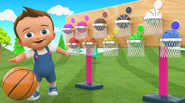 Basket Balls 3D Wooden Toy Set - Little Baby Fun Play Learning Colors for Children Kids Educational