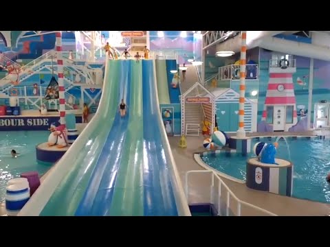 Haven hafan y mor Pwllheli holiday swimming pool slides golf seaside squad north Wales video