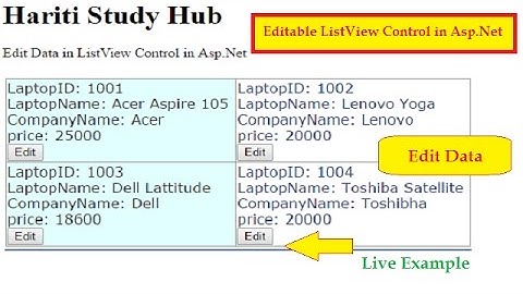 Edit or Update Data in ListView Control Using Asp.Net C# | Hindi | Learn Online Programming