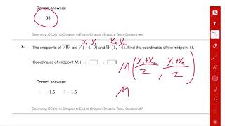 Geometry Ch. 1 Practice Test Answers