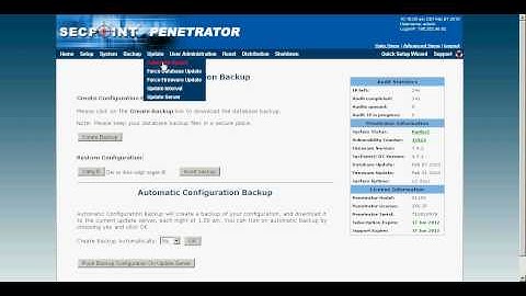 Penetrator Vulnerability Scanning Appliance Advanced Menu