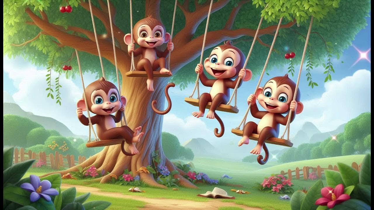 5 Little Monkeys Swinging In The Tree Song 🎶 Five Little Monkeys Swinging in the Tree 4 | Fun & Silly Kids Song! 🐒