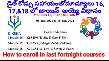 How to enroll in module -16,17,&18 courses through  dial codes in Diksha #Nishtha updates