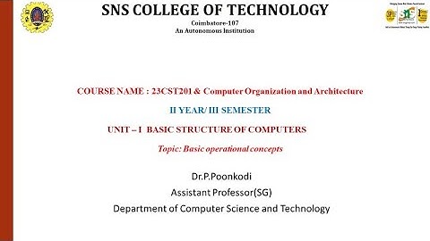 Basic Operational Concepts / Computer Organization and Architecture / SNS Institutions