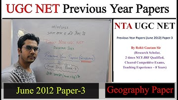 Previous Year Papers II Geography II June 2012 II Paper-3 II NTA UGC NET II UPHESC II NET/JRF II