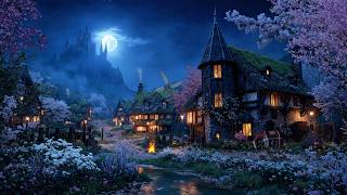 Enchanting Spring Medieval Village | Relaxing Ambience with River & Crackling Fire, Nature Sounds