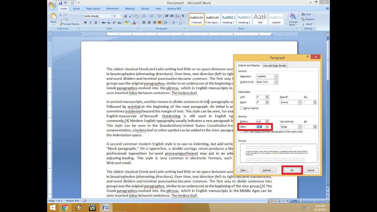 understanding paragraph spacing in word