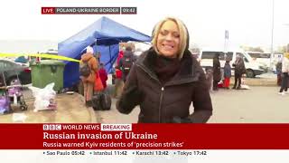 Kasia Madera on the Poland-Ukraine border on 2 March 2022 interviewing  Khalsa Aid volunteers