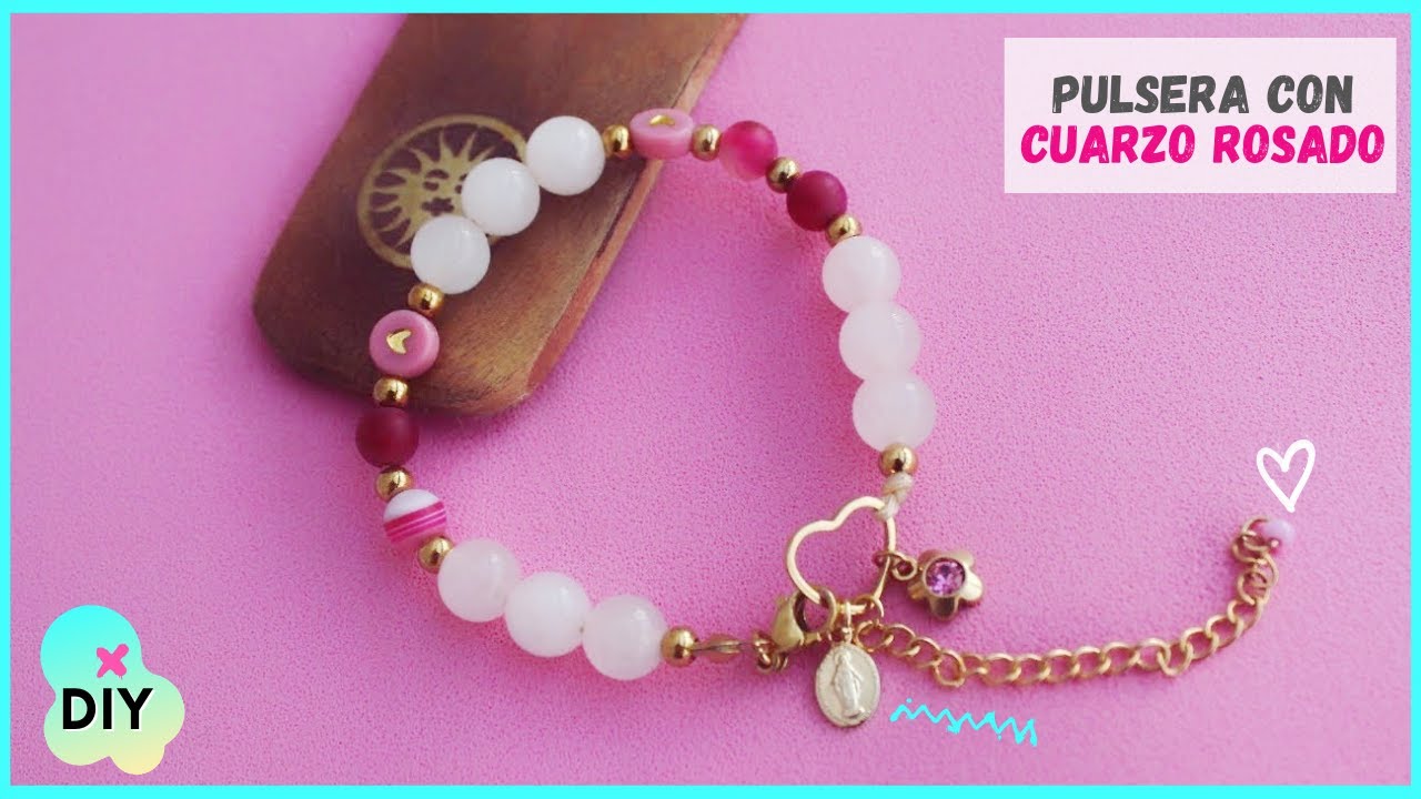 Pulseras de CUARZO ROSADO 😍 fáciles y bonitas / pulseras fáciles para  vender 