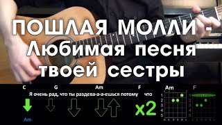 ПОШЛАЯ МОЛЛИ - Любимая песня твоей сестры РАЗБОР ПЕСНИ АККОРДЫ И БОЙ