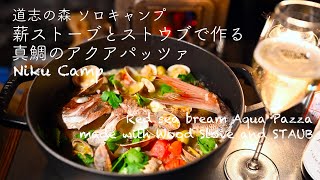 薪ストーブとストウブで真鯛のアクアパッツァ 道志の森 ひとり ソロキャンプ 道志の森 Aqua Pazza made with Wood Stove & STAUB 2020/2/12-13