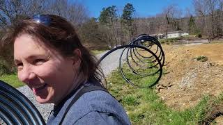 EP#11 How to Unroll Huge 500' Rolls of 2" Poly Pipe for Water!  "Modern Mountain Man Max" 3.20.22
