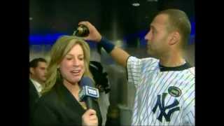 Derek Jeter douses Kim Jones with champagne