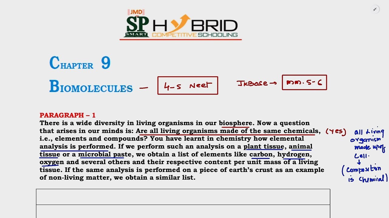 BIOMOLECULES||CH09 || NCERT || PART.1||BILOGY||CLASS 11TH - YouTube