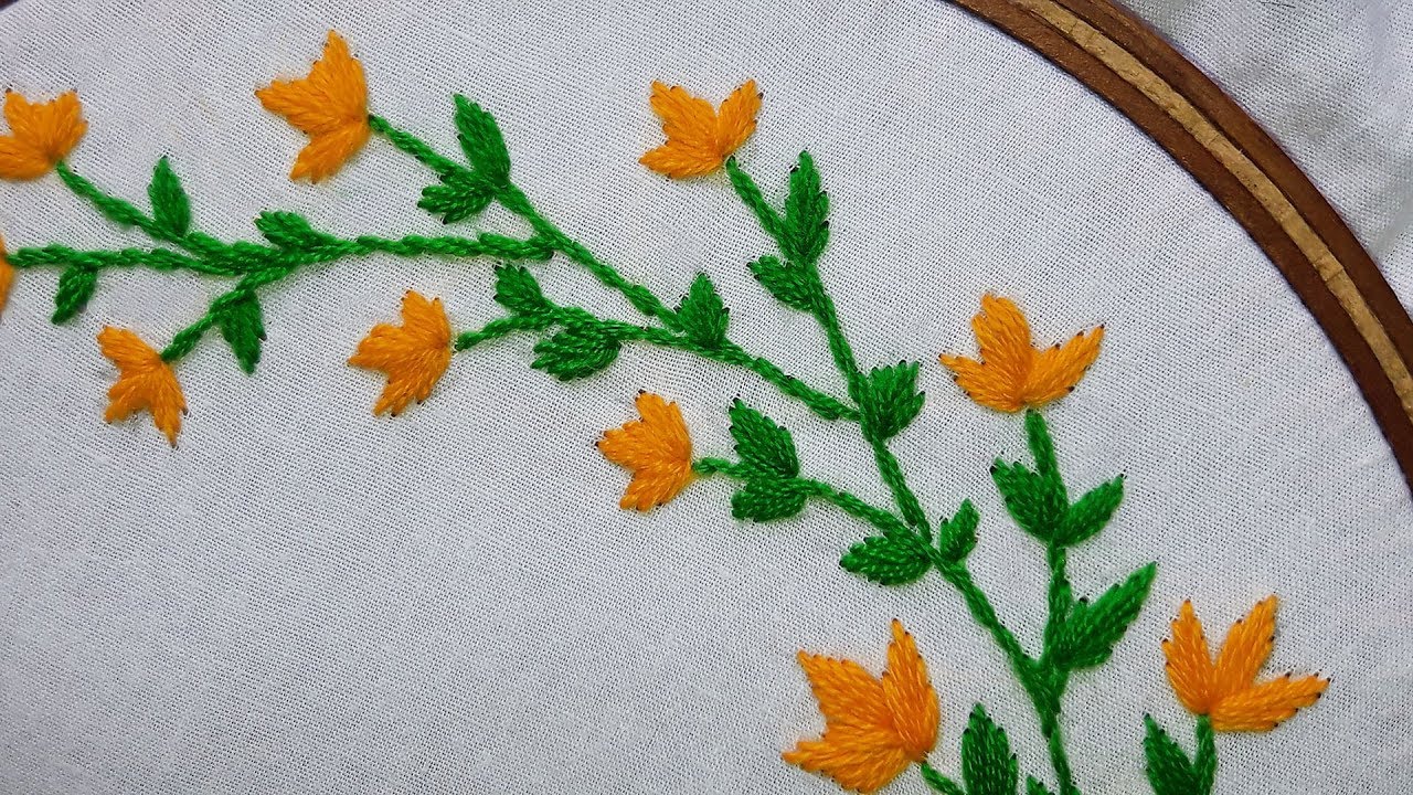 Hand Embroidery Stem Stitch Flower Design For Beginners Youtube Hand Embroidery Designs Hand Embroidery Patterns Embroidery Patterns