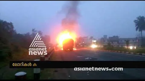 Two lorries on fire after colliding on Koratty | F...