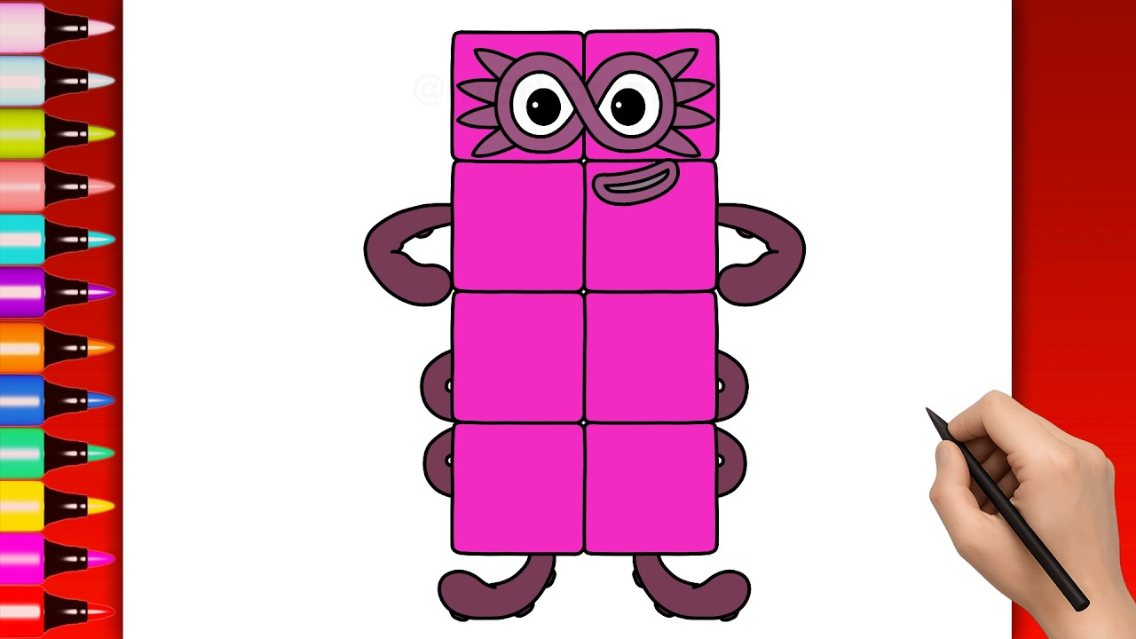 HOW TO DRAW EIGHT NUMBERBLOCKS | STEP BY STEP TUTORIAL - YouTube